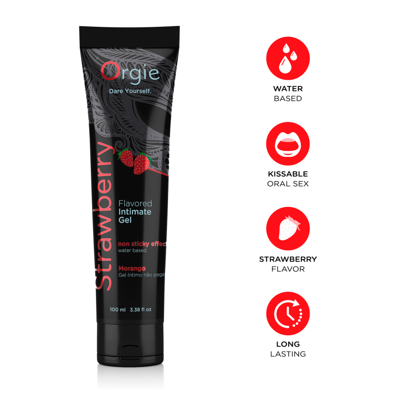 Смазка на водной основе со вкусом клубники Orgie Lube Tube Strawberry, 100 мл