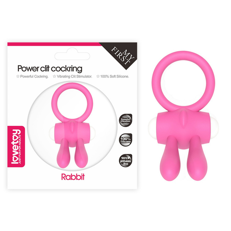Эрекционное кольцо с вибрацией Power Clit Silicone Cockring Pink