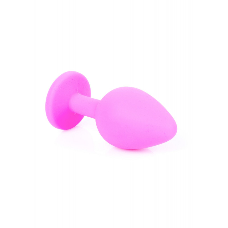 Анальная пробка силиконовая размер М Jewellery Pink Silicon PLUG Medium- Light Blue Diamond