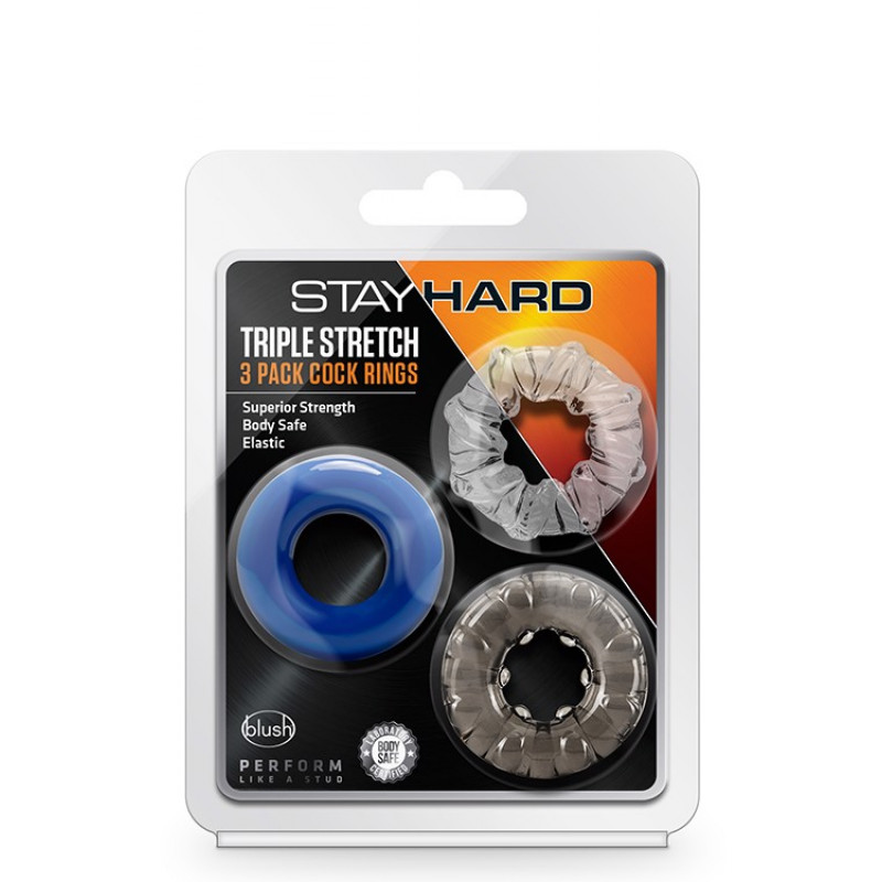 Набор эрекционных колец STAY HARD TRIPLE STRETCH 3PACK COCKRINGS