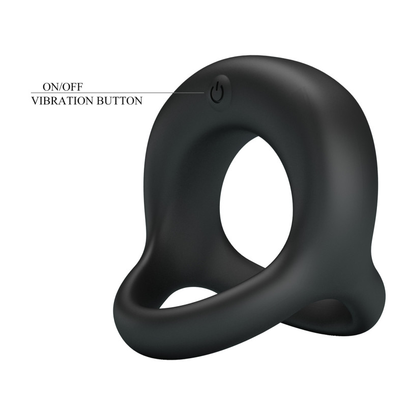 Эрекционное кольцо с вибрацией 10 режимов PRETTY LOVE - VIBRANT PENIS RING ELLIOTT Black