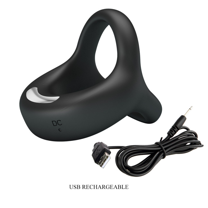 Эрекционное кольцо с вибрацией 10 режимов PRETTY LOVE - VIBRANT PENIS RING ELLIOTT Black