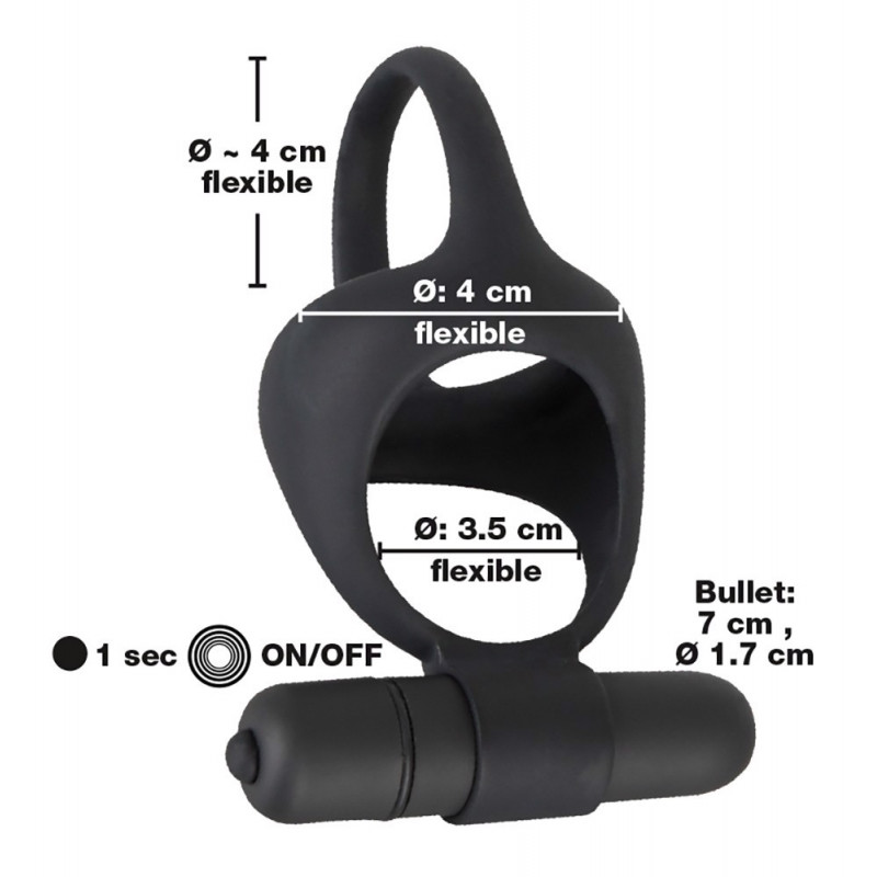 Эрекционное кольцо с вибрацией Black Velvets Cock & Ball Ring