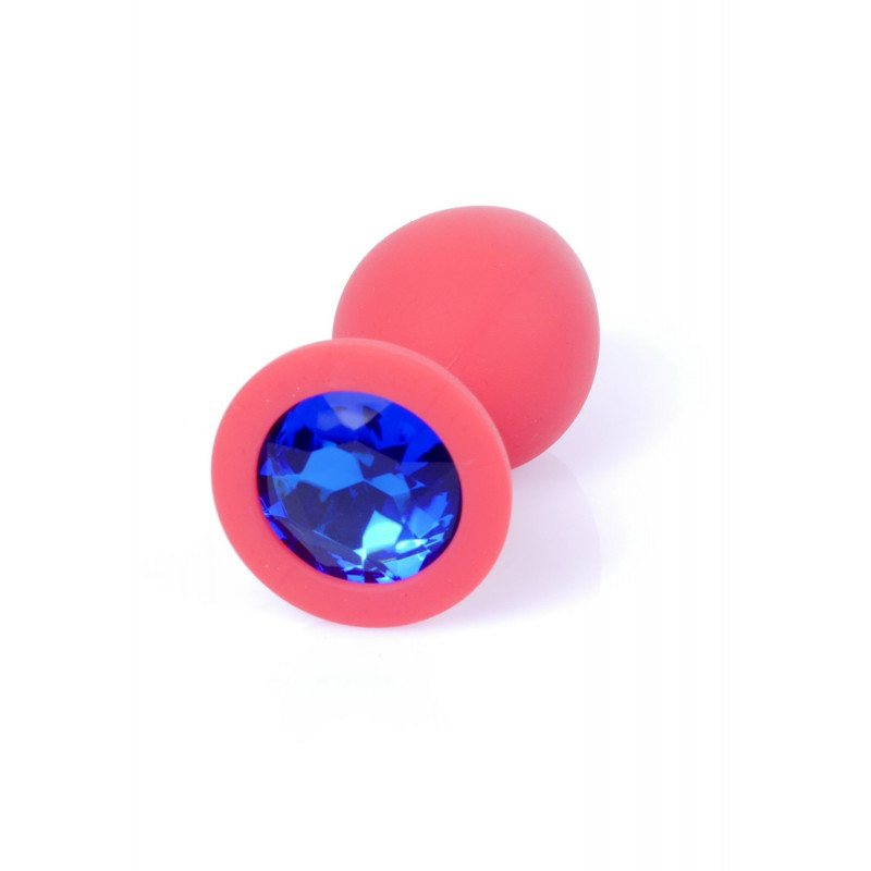 Анальная пробка силиконовая размер М Jewellery Red Silicon PLUG Medium- Blue Diamond