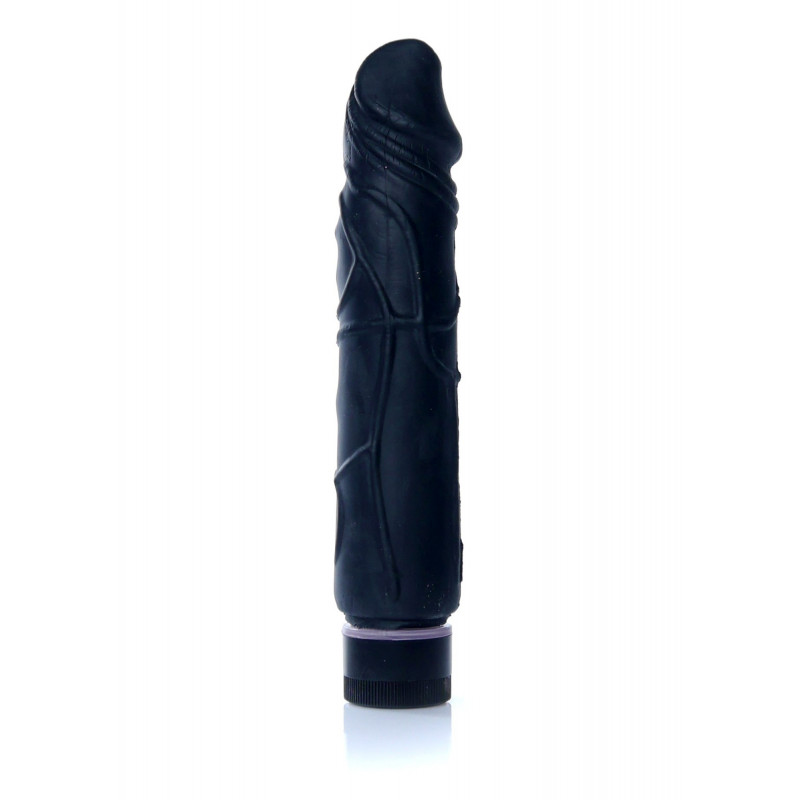 Реалистичный вибратор черный Real Skin - Black, 22 см