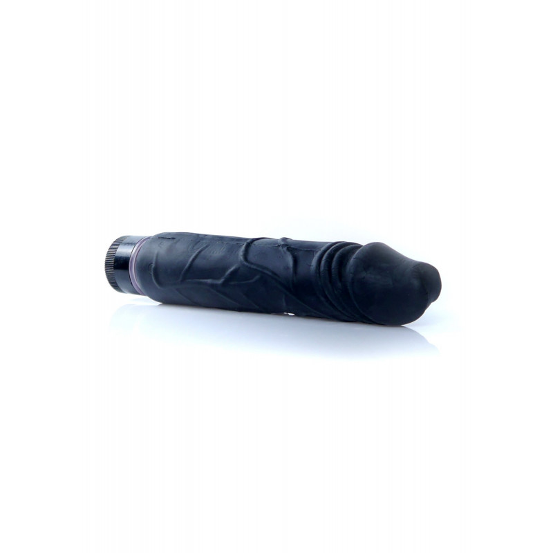Реалистичный вибратор черный Real Skin - Black, 22 см
