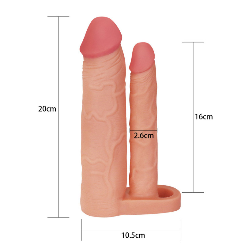 Насадка на пенис для двойного проникновения Add 2"" Pleasure X Tender Double Penis Sleeve