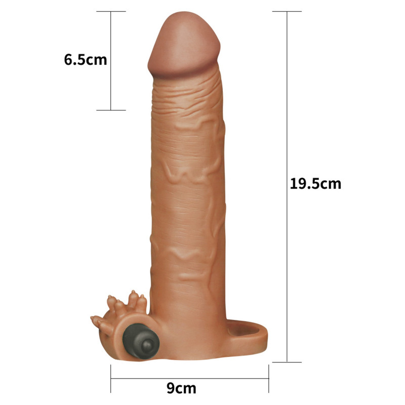Вибро-насадка на пенис Add 3" Pleasure X Tender Vibrating Penis Sleeve Brown