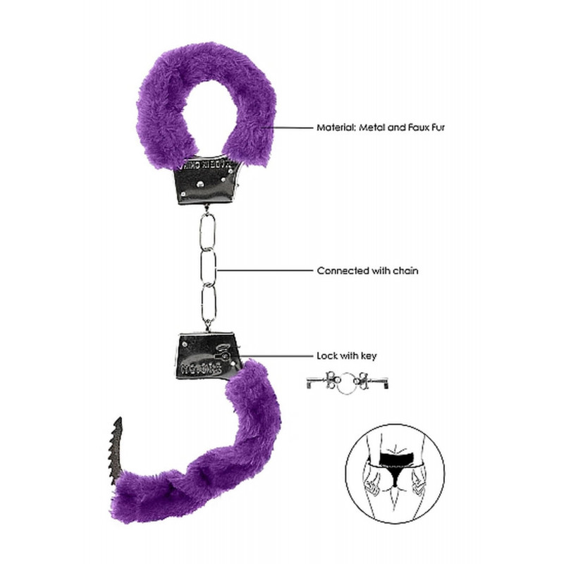 Наручники для начинающих с мехом фиолетовые Ouch Handcuffs Metall