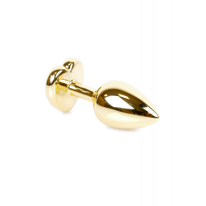 Анальная пробка металлическая Jewellery Gold Heart PLUG- Dark Blue