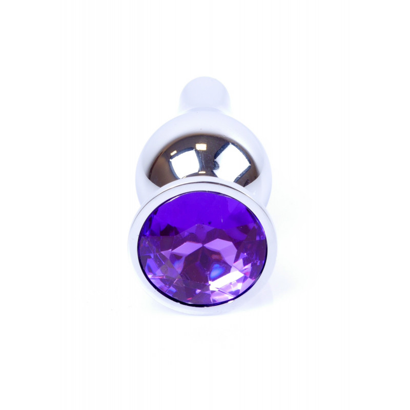 Анальная пробка металлическая Jewellery Silver BUTT PLUG - Purple