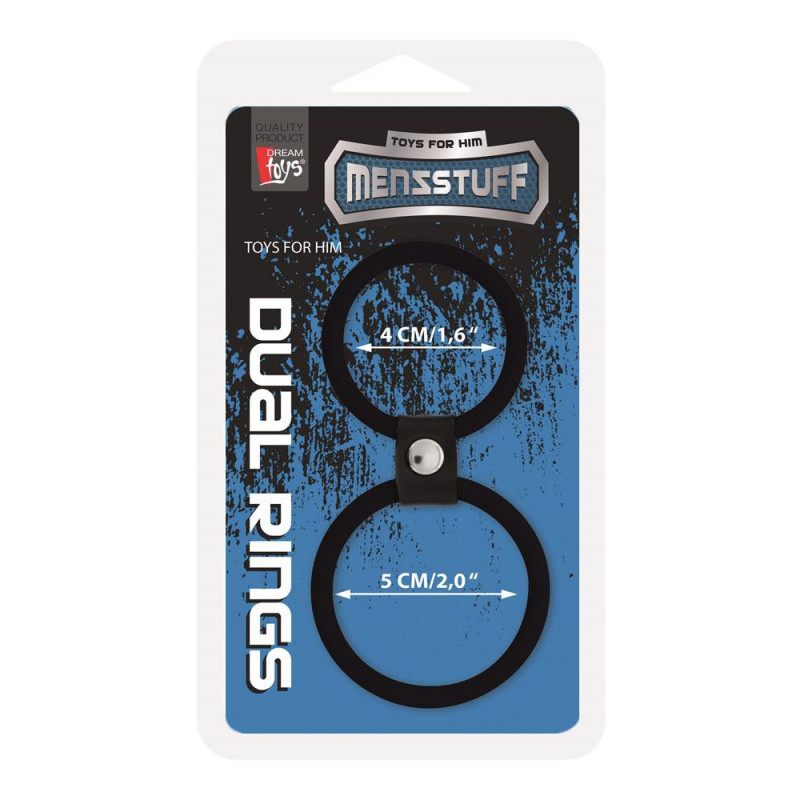 Двойное эрекционное кольцо MENZSTUFF DUAL RINGS BLACK