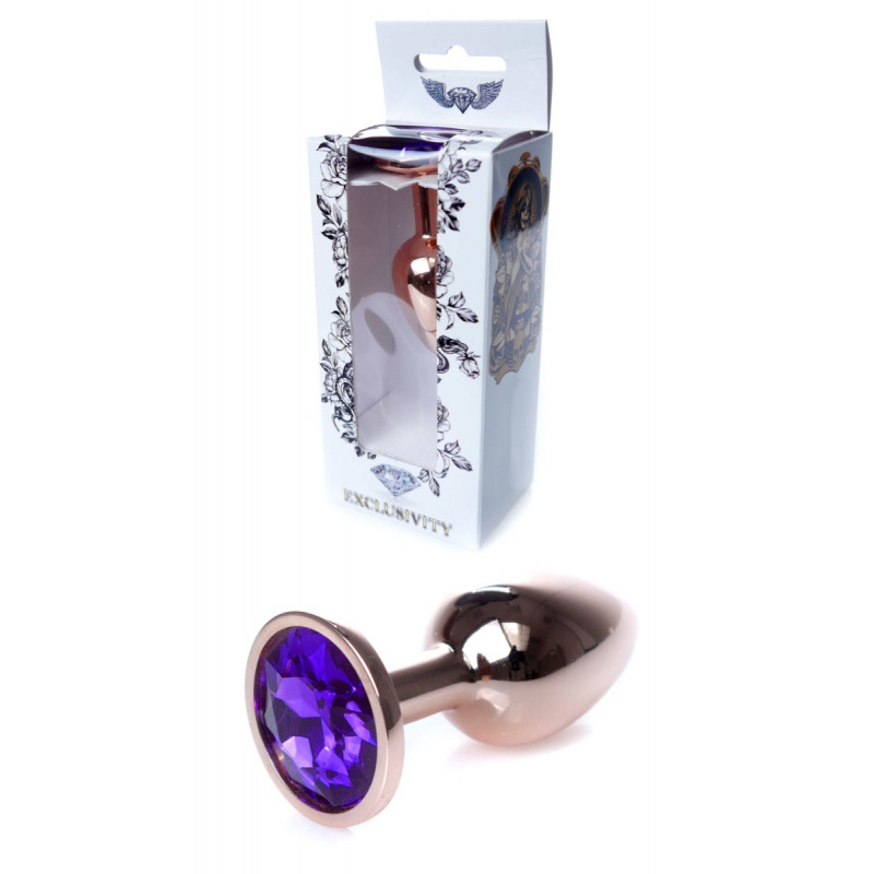 Анальная пробка металлическая Jewellery Red Gold PLUG - Purple