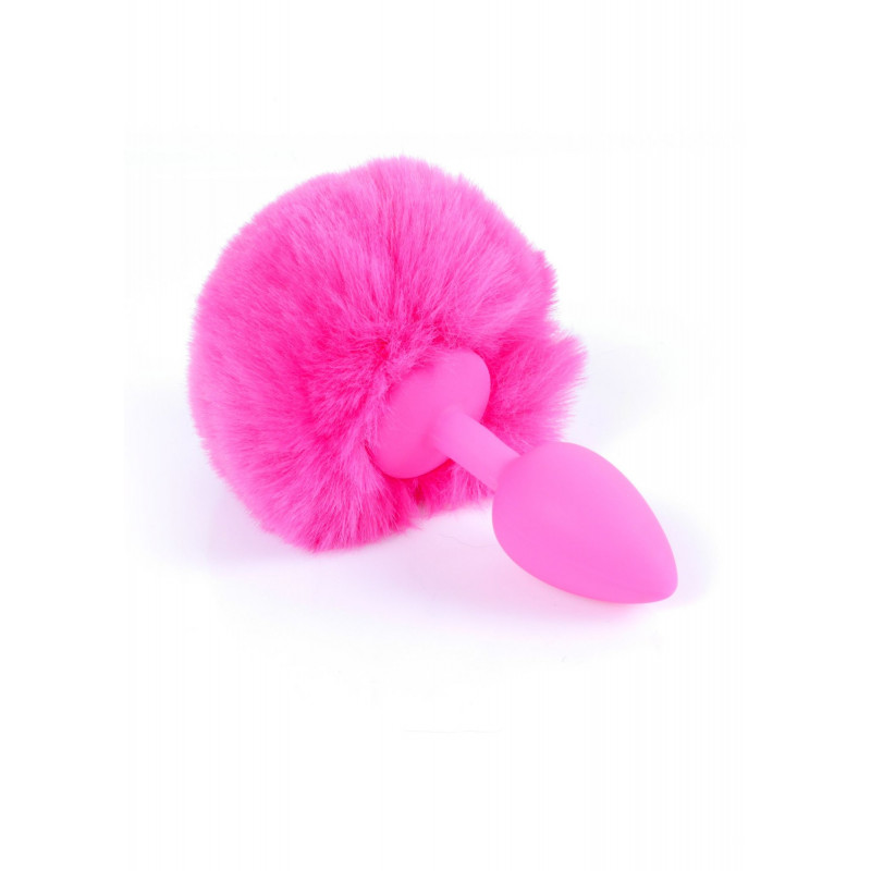 Анальная пробка заячий хвостик розовый Jewellery Silicon PLUG - Bunny Tail - Pink