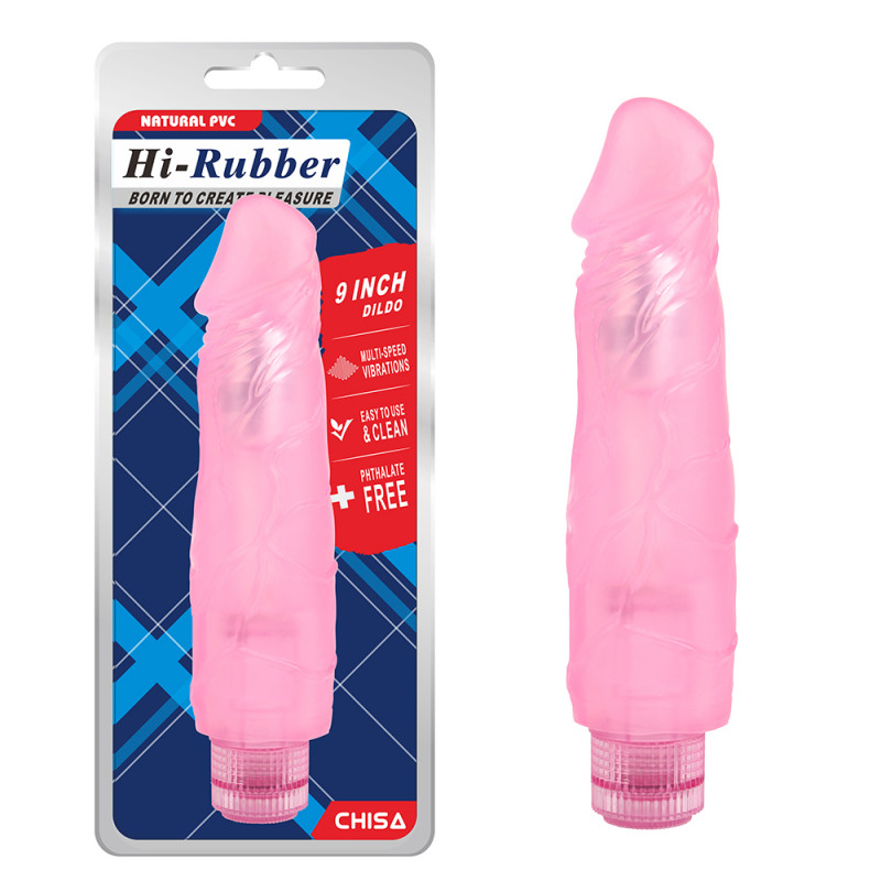 Реалистичный вибратор Hi-Rubber 9 Inch Dildo - Pink, 23,5 см