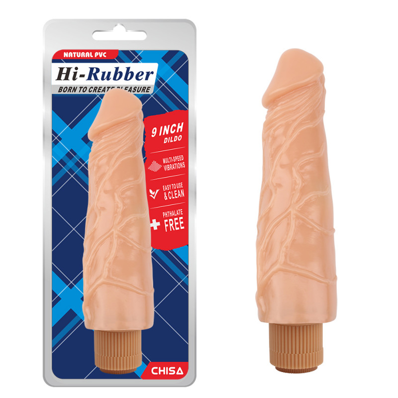 Реалистичный вибратор Hi-Rubber Dildo - Flesh, 23,5 см