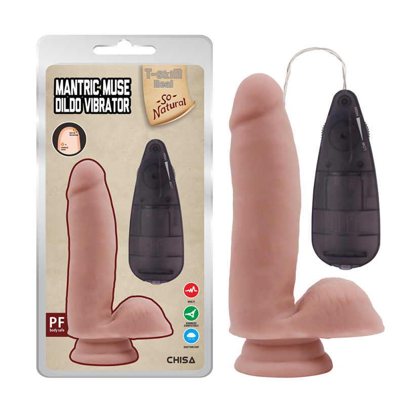 Реалистичный вибратор T-SKIN Mantric Muse Dildo Vibrator-Flesh, 17,5 см