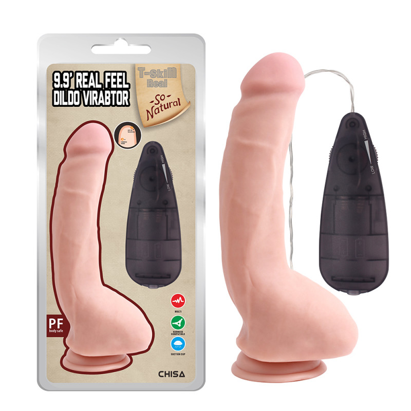 Реалистичный вибратор T-SKIN Real Feel Dildo Virabtor-Flesh, 23,5 см