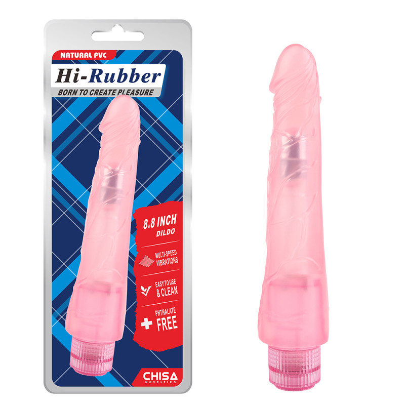 Реалистичный вибратор Hi-Rubber 8.8 Inch Dildo - Pink, 23 см