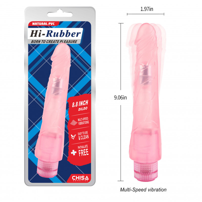 Реалистичный вибратор Hi-Rubber 8.8 Inch Dildo - Pink, 23 см