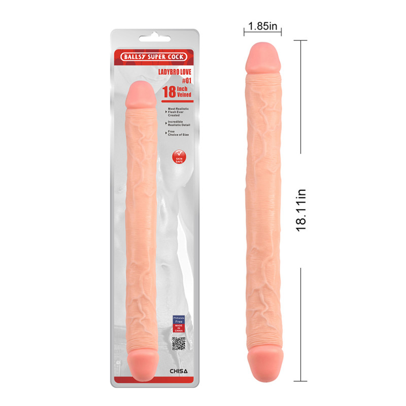 Реалистичный двухсторонний фаллоимитатор Hi-Rubber 8.0 Inch Dildo - Pink
