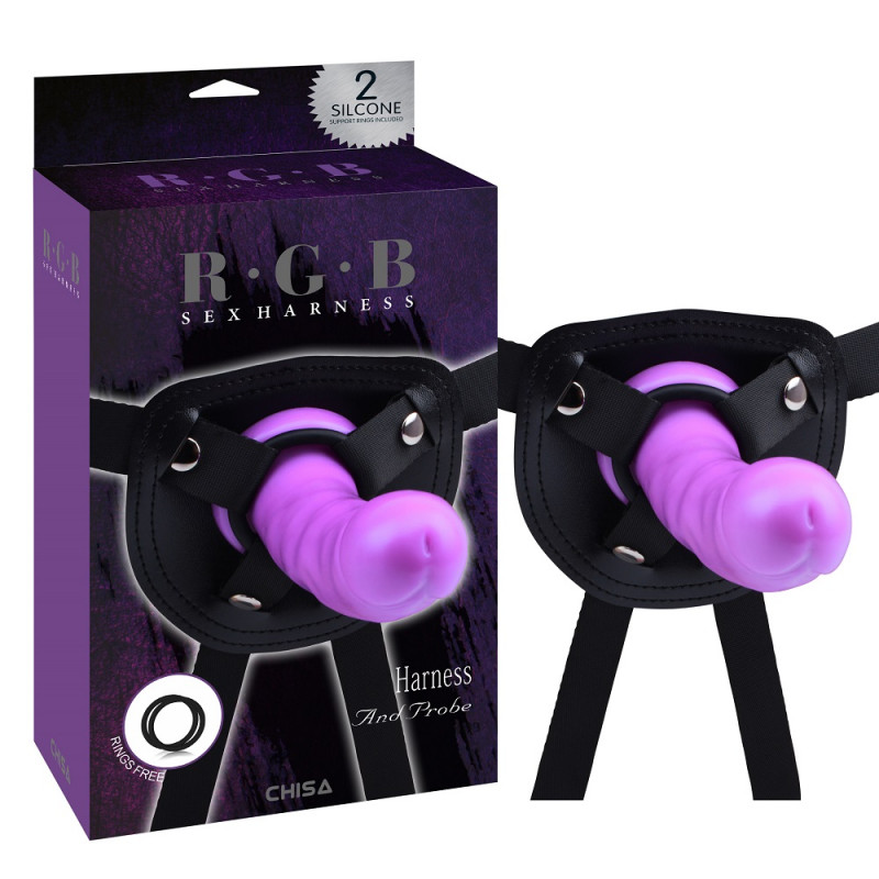Страпон фиолетовый RGB Sex Harness, 15,5 см