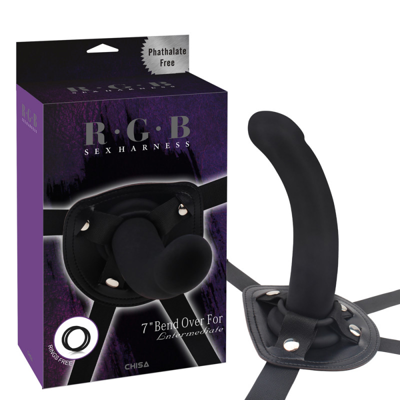 Страпон черный R.G.B Bend Over For Intermediate, 17,8 см