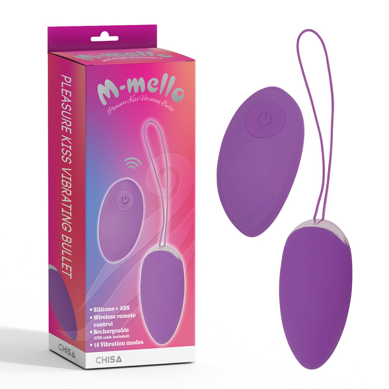 Вибро-яйцо с пультом ДУ M-Mello Pleasure Kiss Vibrating Bullet-Purple