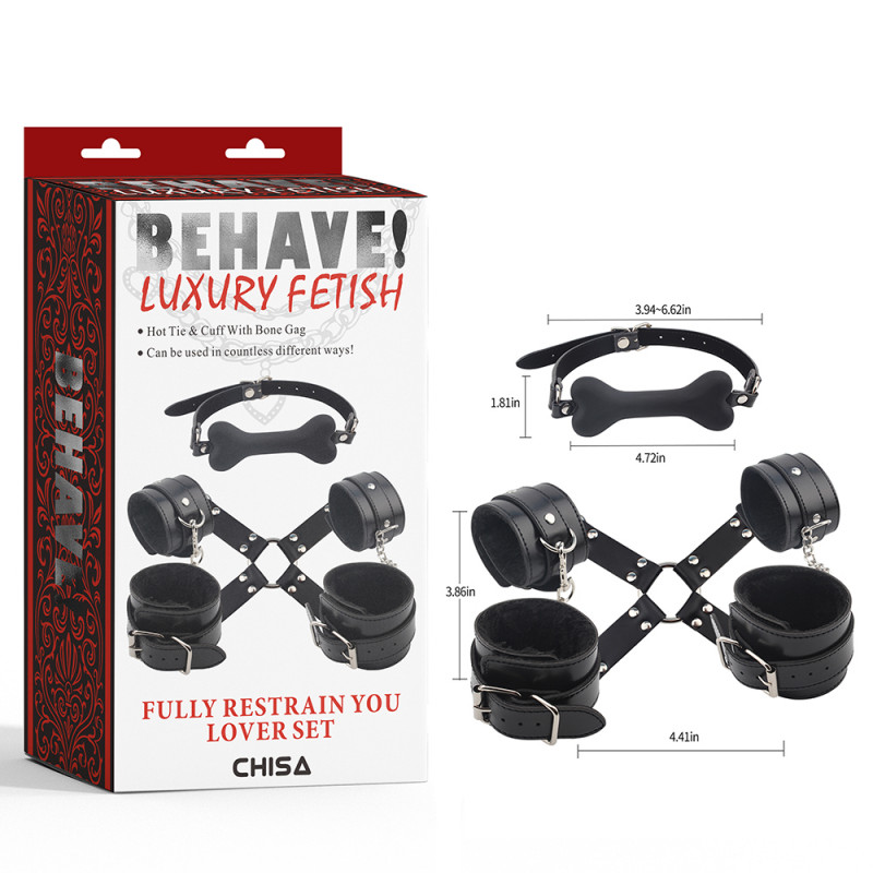 Набор с фиксацией и кляпом косточкой Behave! Fully Restrain You Lover Set