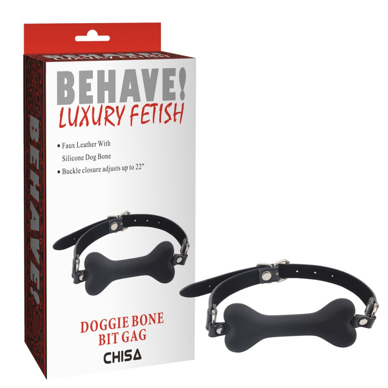 Кляп косточка черная Behave! Doggle Bone Bit Gag-Black