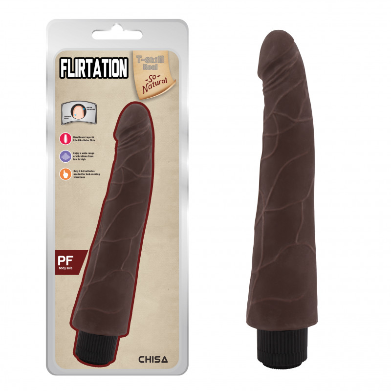 Реалистичный вибратор T-skin ReaL Flirtation-Brown, 24 см