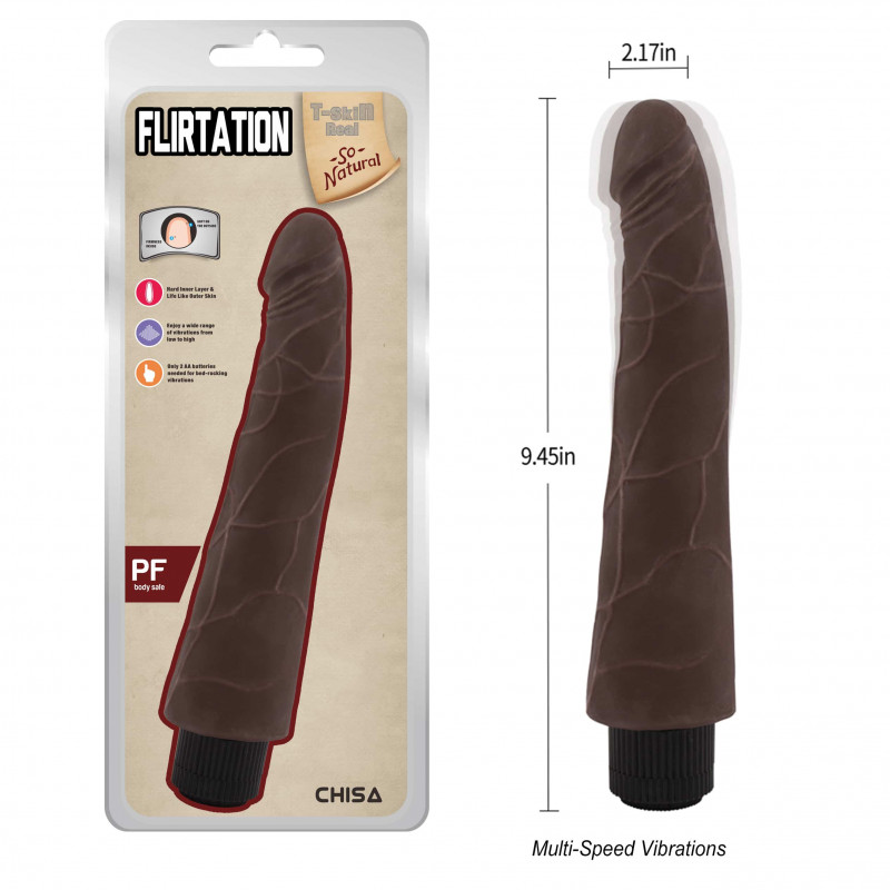 Реалистичный вибратор T-skin ReaL Flirtation-Brown, 24 см