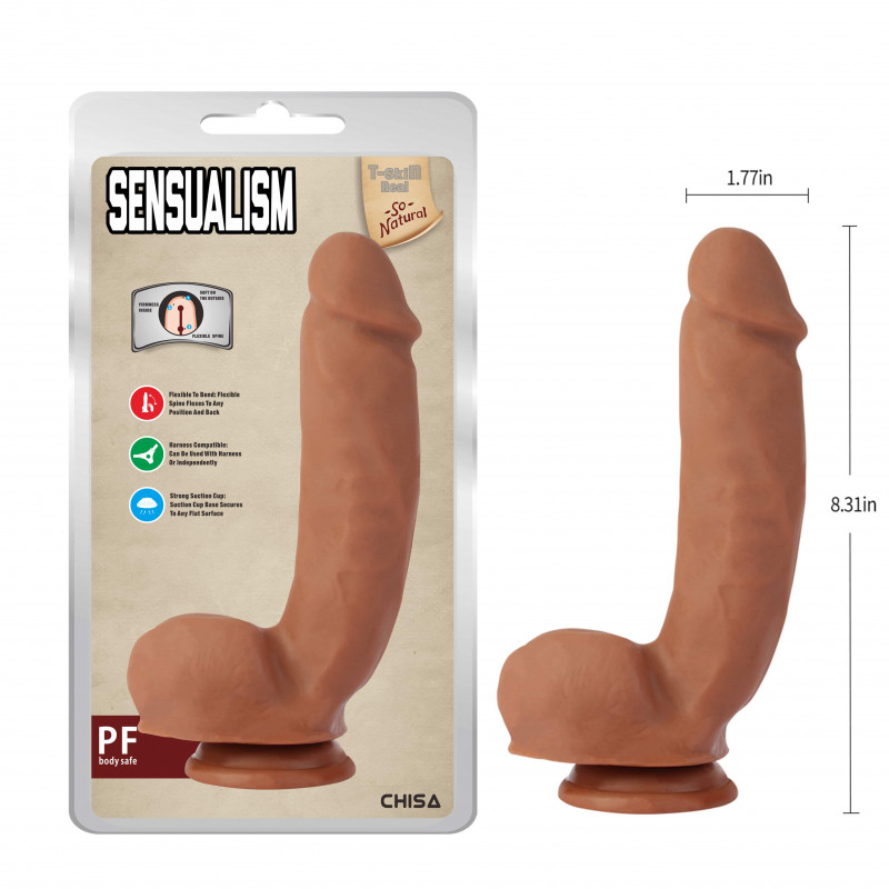 Фаллоимитатор из кибер кожи T-skin ReaL Sensualism-Latin, 21 см