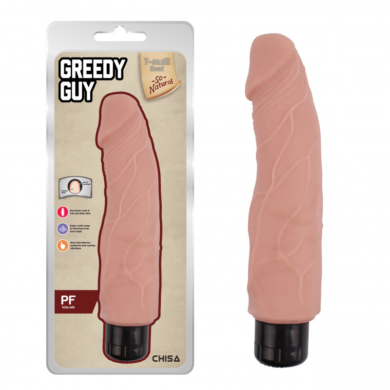 Реалистичный вибратор гигант T-SKIN Greedy Guy-Flesh, 24 см