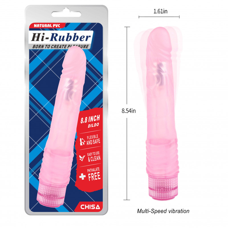 Реалистичный вибратор Hi-Rubber Dildo - Pink, 21,7 см