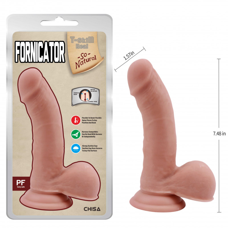 Реалистичный фаллоимитатор T-SKIN Fornicator, 19 см