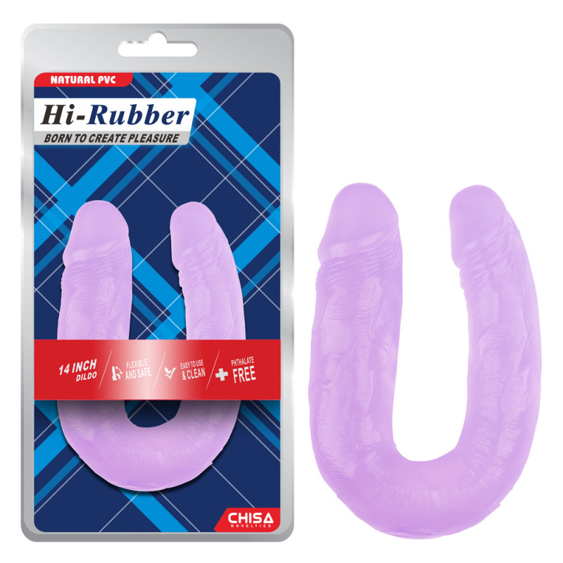 Двухсторонний фаллоимитатор Hi-Rubber 14 Inch Dildo-Purple