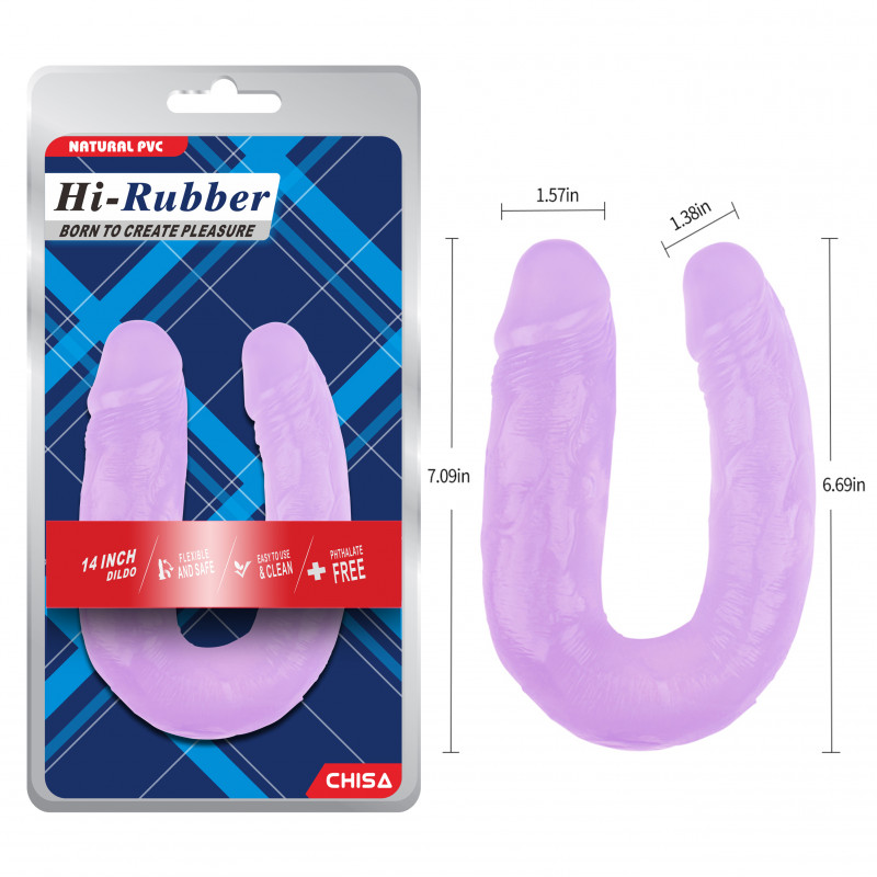 Двухсторонний фаллоимитатор Hi-Rubber 14 Inch Dildo-Purple