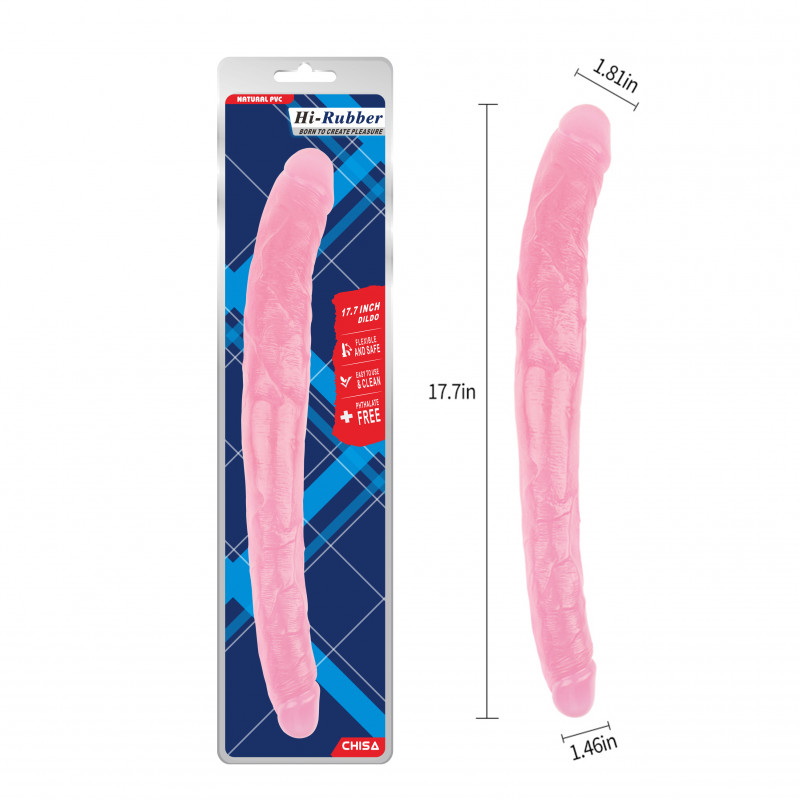 Двухсторонний фаллоимитатор Hi-Rubber Dildo - Pink, 45 см