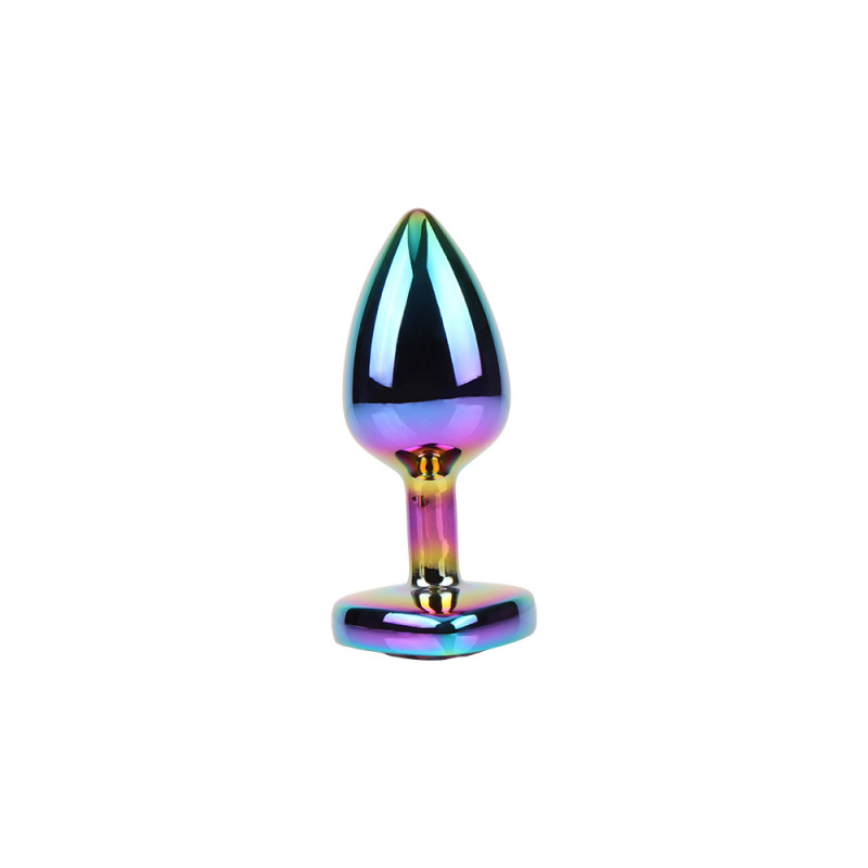 Анальная пробка металлическая со стразой размер S MATRIX MONT Rainbow Heart Gem Plug S
