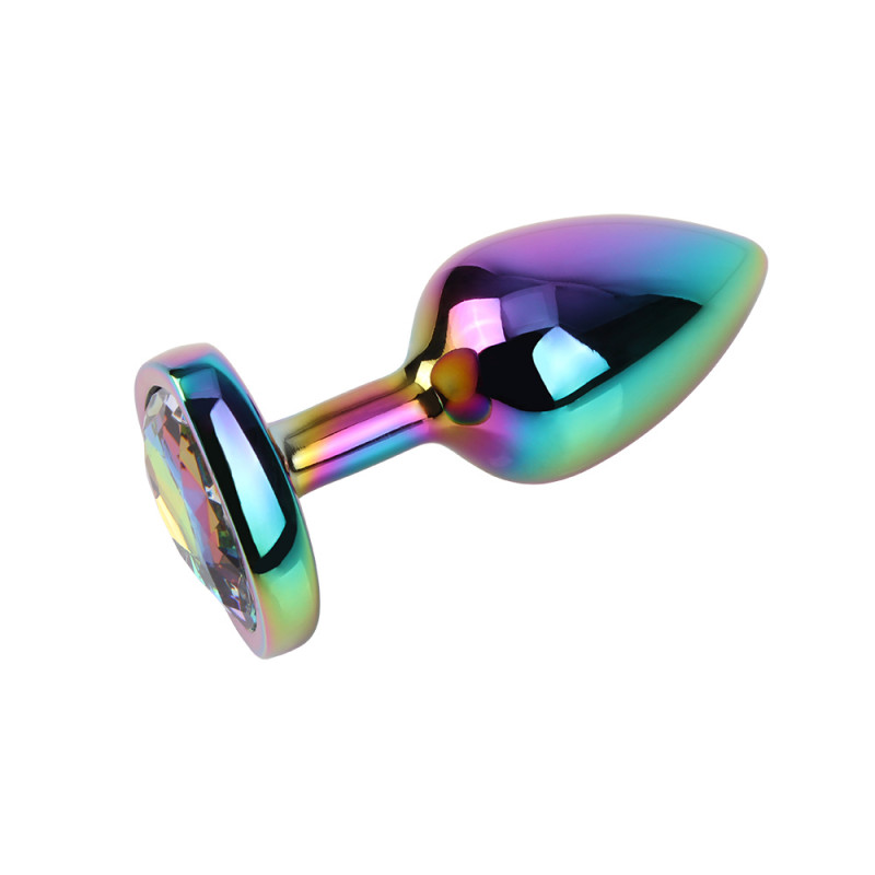 Анальная пробка металлическая со стразой размер S MATRIX MONT Rainbow Heart Gem Plug S