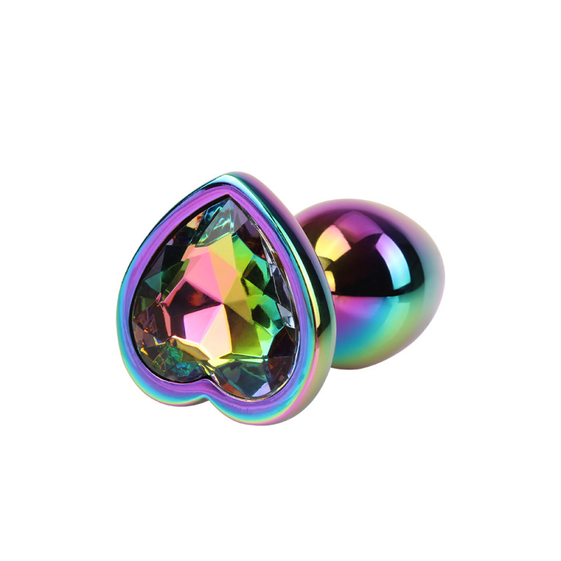 Анальная пробка металлическая со стразой размер S MATRIX MONT Rainbow Heart Gem Plug S