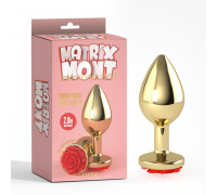 Анальная пробка металлическая с розой размер М MATRIX MONT Showy Rose Anal Plug M