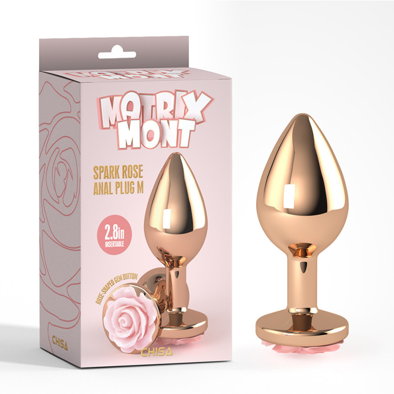 Анальная пробка металлическая с розой размер М Spark Rose Anal Plug M