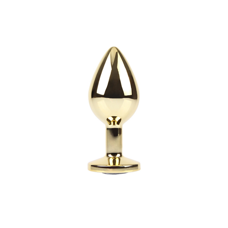 Анальная пробка металлическая со стразой размер М MATRIX MONT Clear Gem Gold Plug M