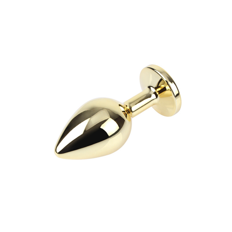 Анальная пробка металлическая со стразой размер М MATRIX MONT Clear Gem Gold Plug M