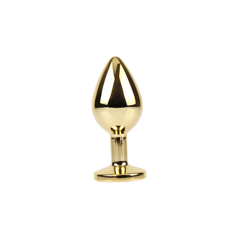 Анальная пробка металлическая со стразой размер М MATRIX MONT Rosy Gem Gold Plug M