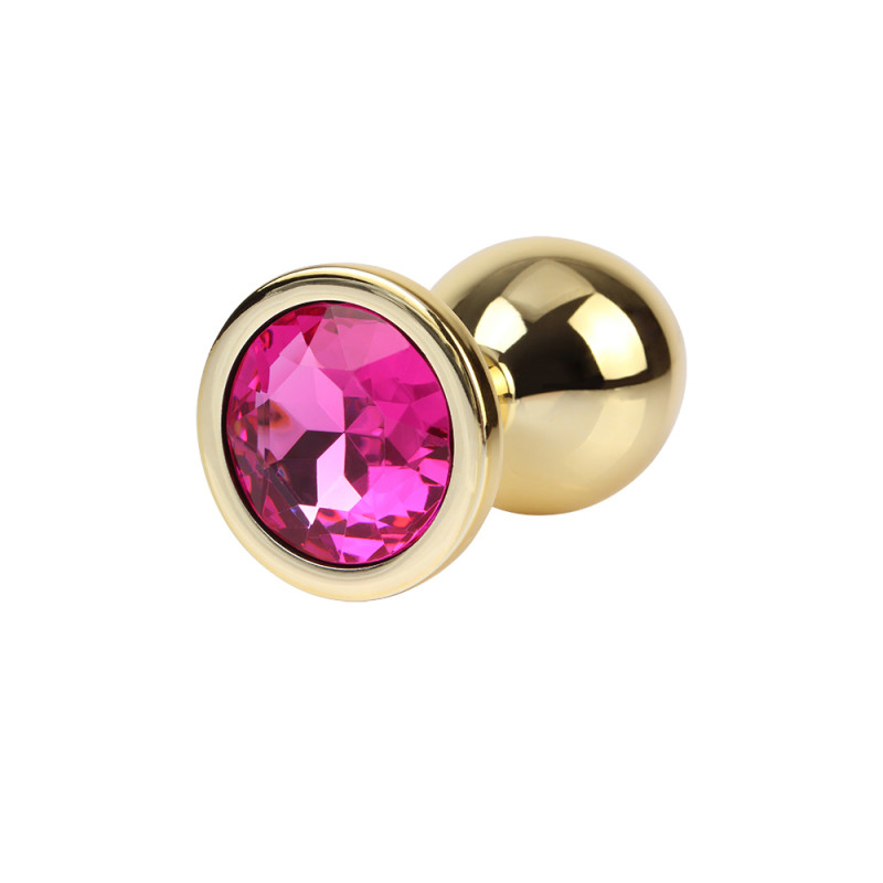 Анальная пробка металлическая со стразой размер М MATRIX MONT Rosy Gem Gold Plug M