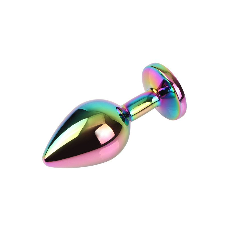 Анальная пробка металлическая со стразой размер М MATRIX MONT Rainbow Gem Meatl Plug M