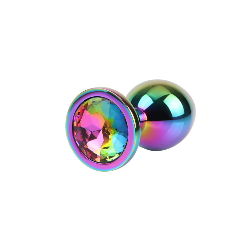 Анальная пробка металлическая со стразой размер М MATRIX MONT Rainbow Gem Meatl Plug M
